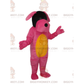 Fuchsia en gele hond BIGGYMONKEY™ mascottekostuum -