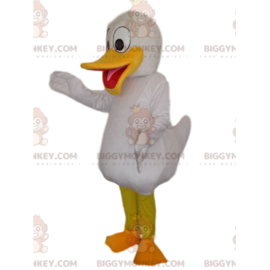 BIGGYMONKEY™ Mascot Costume White Duck With Big Yellow Beak –