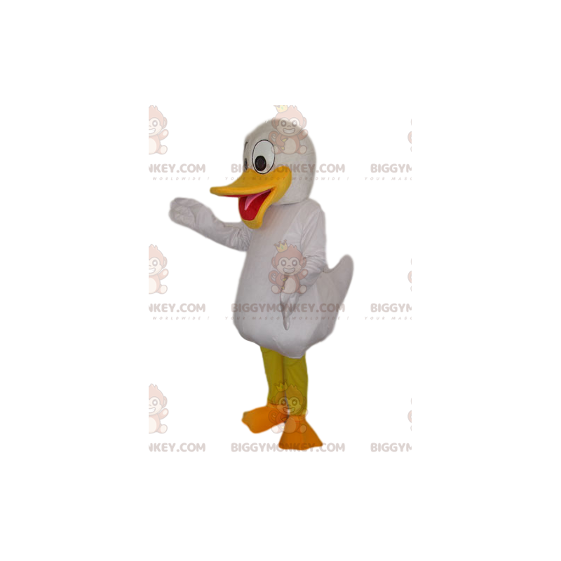 Kostým maskota BIGGYMONKEY™ Bílá kachna s velkým žlutým zobákem
