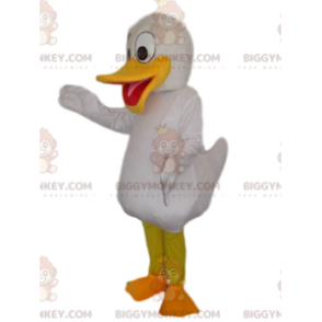 BIGGYMONKEY™ Mascot Costume White Duck With Big Yellow Beak –