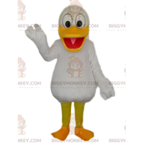 BIGGYMONKEY™ Mascot Costume White Duck With Big Yellow Beak –