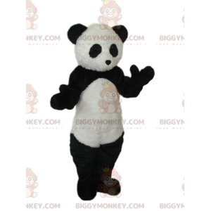 Traje de mascote Panda BIGGYMONKEY™ em preto e branco. fantasia