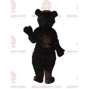 BIGGYMONKEY™ maskotkostume af brun bjørn med stort rødt