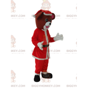 Kostým maskota hnědého psa BIGGYMONKEY™ s oblečením Santa –