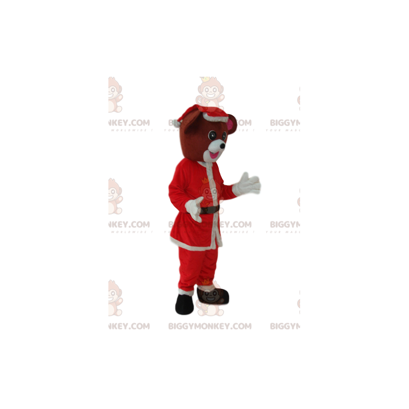 Brown Dog BIGGYMONKEY™ Mascot Costume With Santa Outfit –