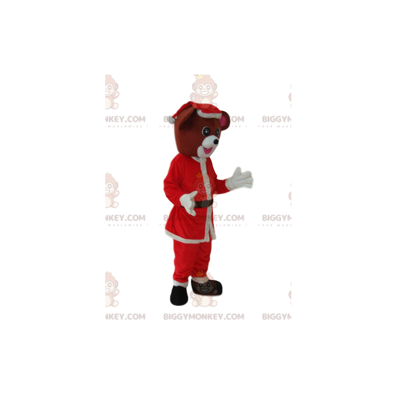 Kostým maskota hnědého psa BIGGYMONKEY™ s oblečením Santa –