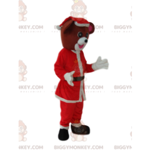 Kostým maskota hnědého psa BIGGYMONKEY™ s oblečením Santa –