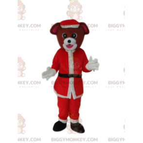 Bruine hond BIGGYMONKEY™ mascottekostuum met kerstman outfit -