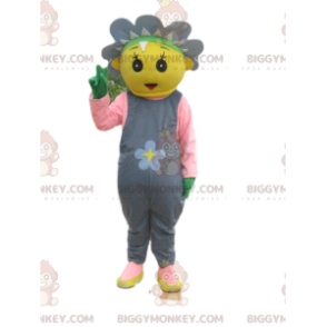 BIGGYMONKEY™ Costume da mascotte Personaggio giallo con fiori e