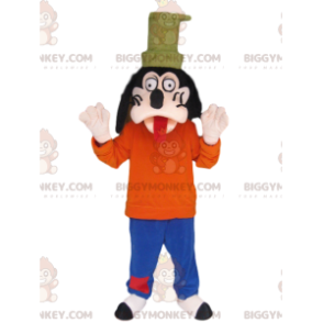 Goofy BIGGYMONKEY™ mascottekostuum dat tong uitsteekt. gek