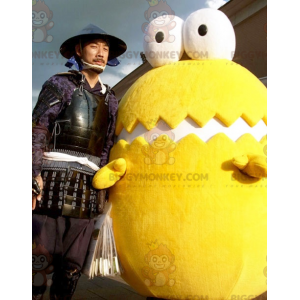 Disfraz de mascota BIGGYMONKEY™ Huevo gigante amarillo y blanco