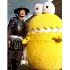 Costume de mascotte BIGGYMONKEY™ d'œuf géant jaune et blanc
