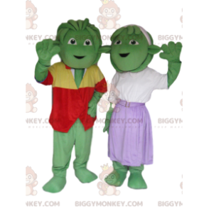 Creature verdi molto allegre e ben vestite Duo di costumi per