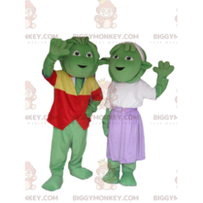 Duo de Costume de mascotte BIGGYMONKEY™ de créatures vertes