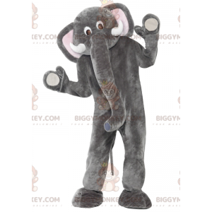 Disfraz de mascota elefante gigante gris y rosa BIGGYMONKEY™ -