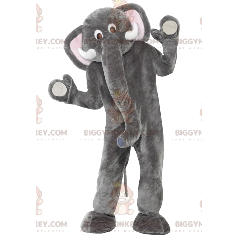 Gigantische grijze en roze olifant BIGGYMONKEY™ mascottekostuum