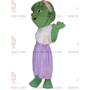 Green Creature BIGGYMONKEY™ Mascot Costume with Purple Skirt -