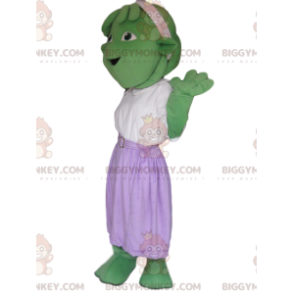 Green Creature BIGGYMONKEY™ Mascot Costume with Purple Skirt -