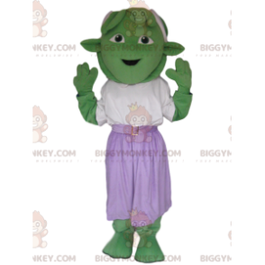 Green Creature BIGGYMONKEY™ mascottekostuum met paarse rok -