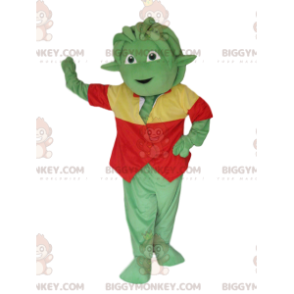 Kostým zeleného stvoření BIGGYMONKEY™ maskota s červenou a