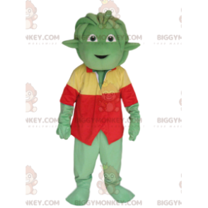 Costume de mascotte BIGGYMONKEY™ de créature verte avec un