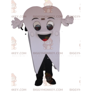 Traje de mascote BIGGYMONKEY™ de dente branco muito alegre.