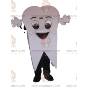 Traje de mascote BIGGYMONKEY™ de dente branco muito alegre.