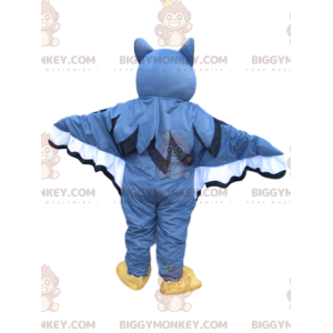 Costume de mascotte BIGGYMONKEY™ de hiboux bleu et blanc.