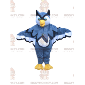BIGGYMONKEY™ maskottiasu sinivalkoisista pöllöistä. Pöllöjen
