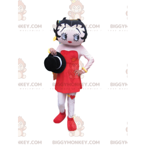 Betty Boop BIGGYMONKEY™ maskotdräkt med vacker röd klänning -