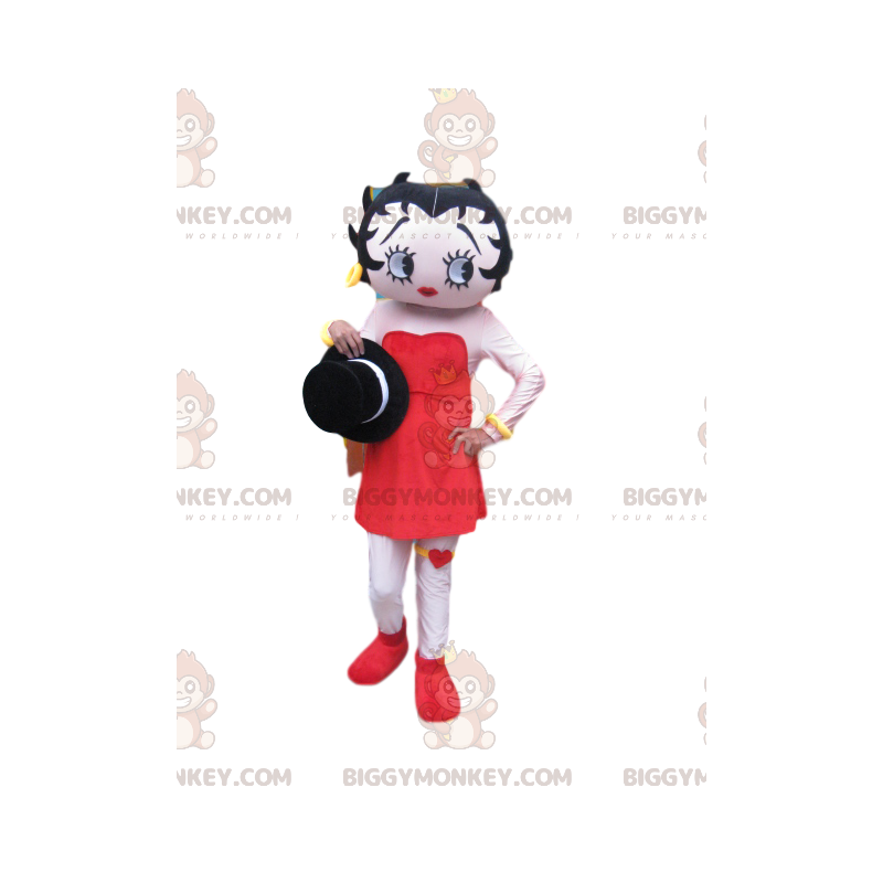 Traje de mascote Betty Boop BIGGYMONKEY™ com lindo vestido