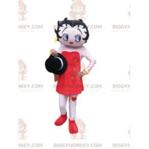 Betty Boop BIGGYMONKEY™ maskotkostume med smuk rød kjole -