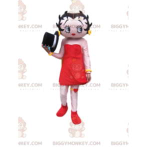 Betty Boop BIGGYMONKEY™ maskotdräkt med vacker röd klänning -