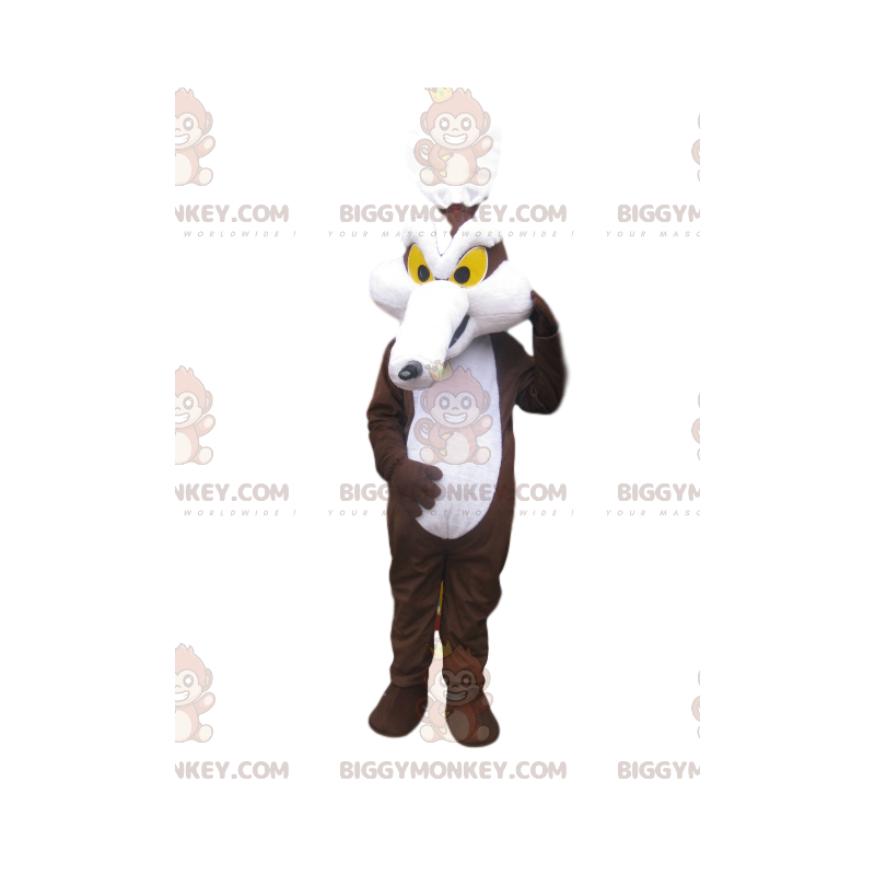 Braun-weißes Coyote BIGGYMONKEY™ Maskottchen-Kostüm. Kojote