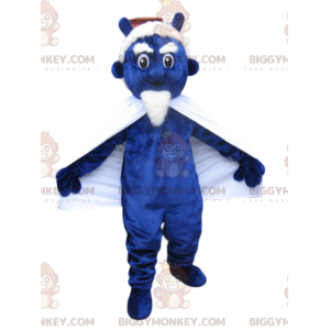 BIGGYMONKEY™ Mascottekostuum Blauwe Imp met witte sik -