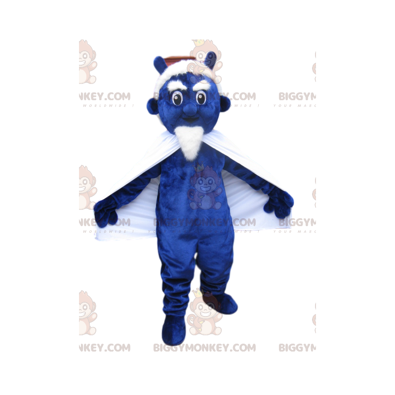 BIGGYMONKEY™ Mascottekostuum Blauwe Imp met witte sik -