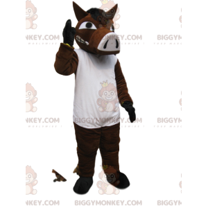 Traje de mascote BIGGYMONKEY™ de agressivo javali marrom e