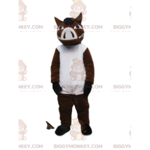 BIGGYMONKEY™ costume da mascotte di cinghiale bianco e marrone