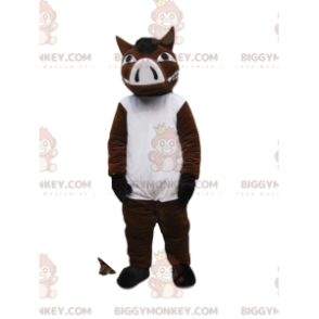 Costume de mascotte BIGGYMONKEY™ de sanglier marron et blanc