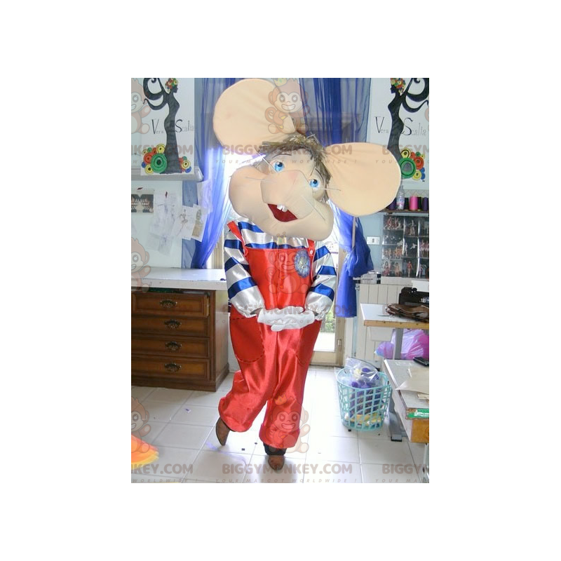 Costume de mascotte BIGGYMONKEY™ de souris en salopette rouge