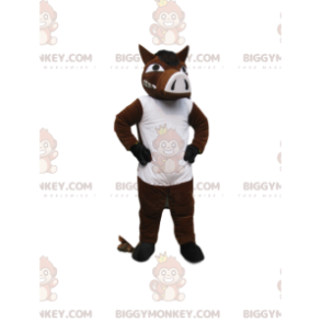 Traje de mascote BIGGYMONKEY™ de agressivo javali marrom e