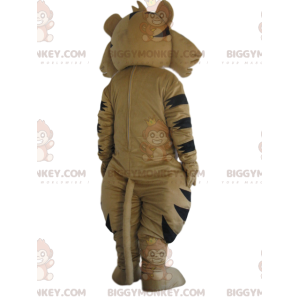 BIGGYMONKEY™ Maskot Kostým béžového tygra s krásným úsměvem –