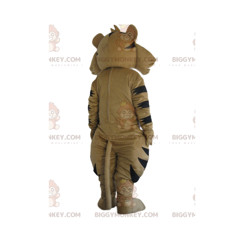 BIGGYMONKEY™ Costume da mascotte di tigre beige con un bel