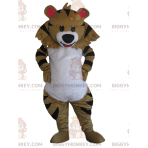 BIGGYMONKEY™ Mascot Costume of beige tiger with a beautiful