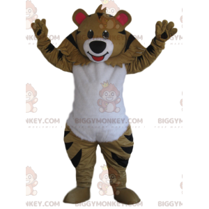 Costume de mascotte BIGGYMONKEY™ de tigre beige avec un beau