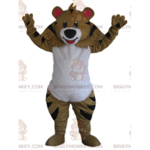 BIGGYMONKEY™ Mascot Costume of beige tiger with a beautiful