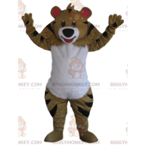BIGGYMONKEY™ Maskottchen-Kostüm eines beigen Tigers mit einem