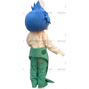 Traje de mascote Homem Sereia BIGGYMONKEY™ com cauda azul e