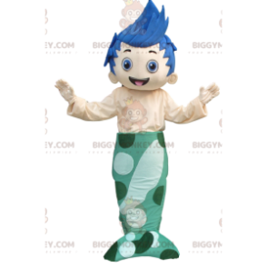 Mermaid Man BIGGYMONKEY™ Mascot Costume with Blue Tail and