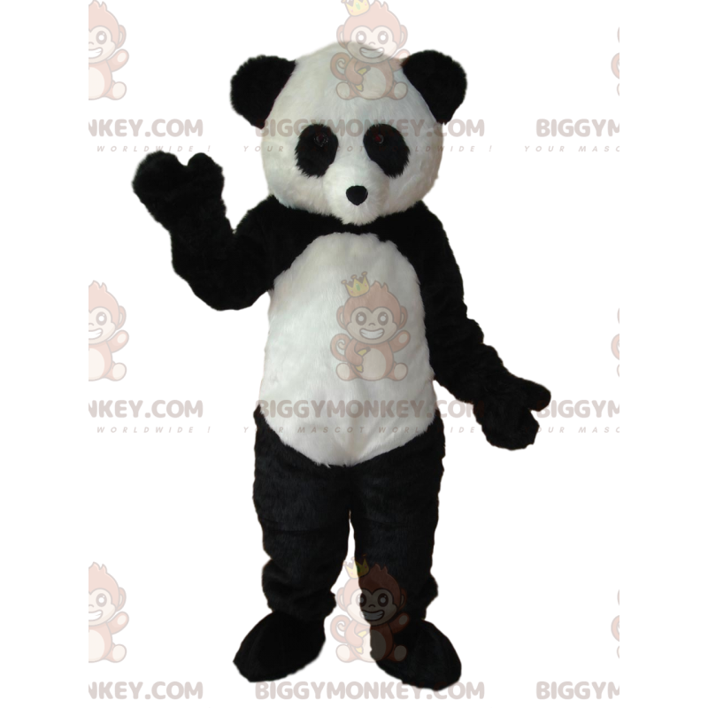 Costume de mascotte BIGGYMONKEY™ de panda noir et blanc.